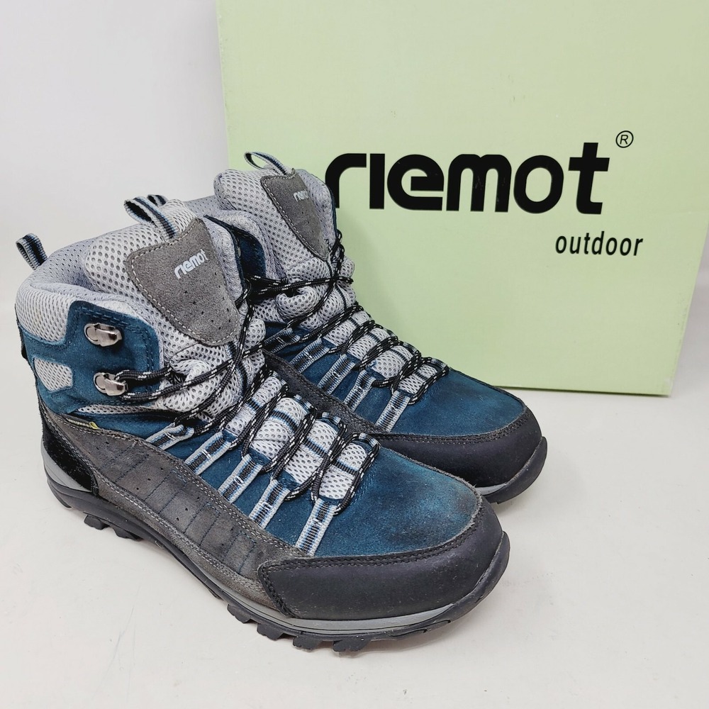 riemot Men's Hiking Boots Size 9 M Waterproof Lightweight Grey Blue RM021